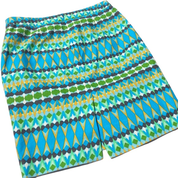 J Crew Pencil Skirt Turquoise And Green Cotton Print, Size 6 EUC - Picture 8 of 16